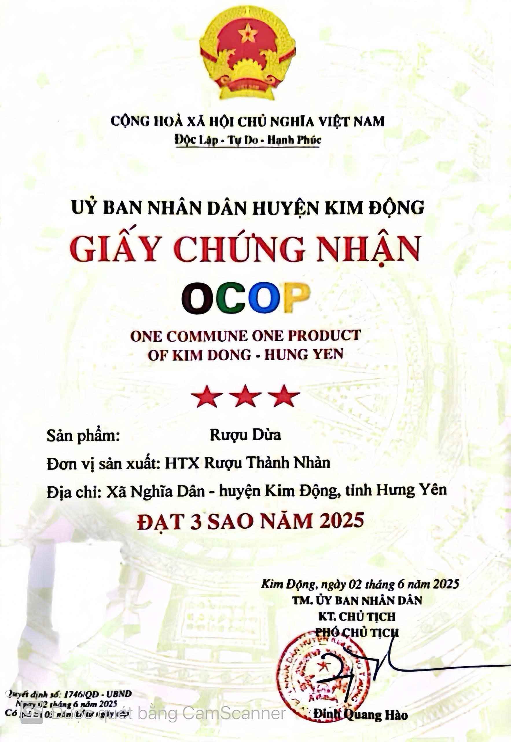 Chứng Nhận OCOP