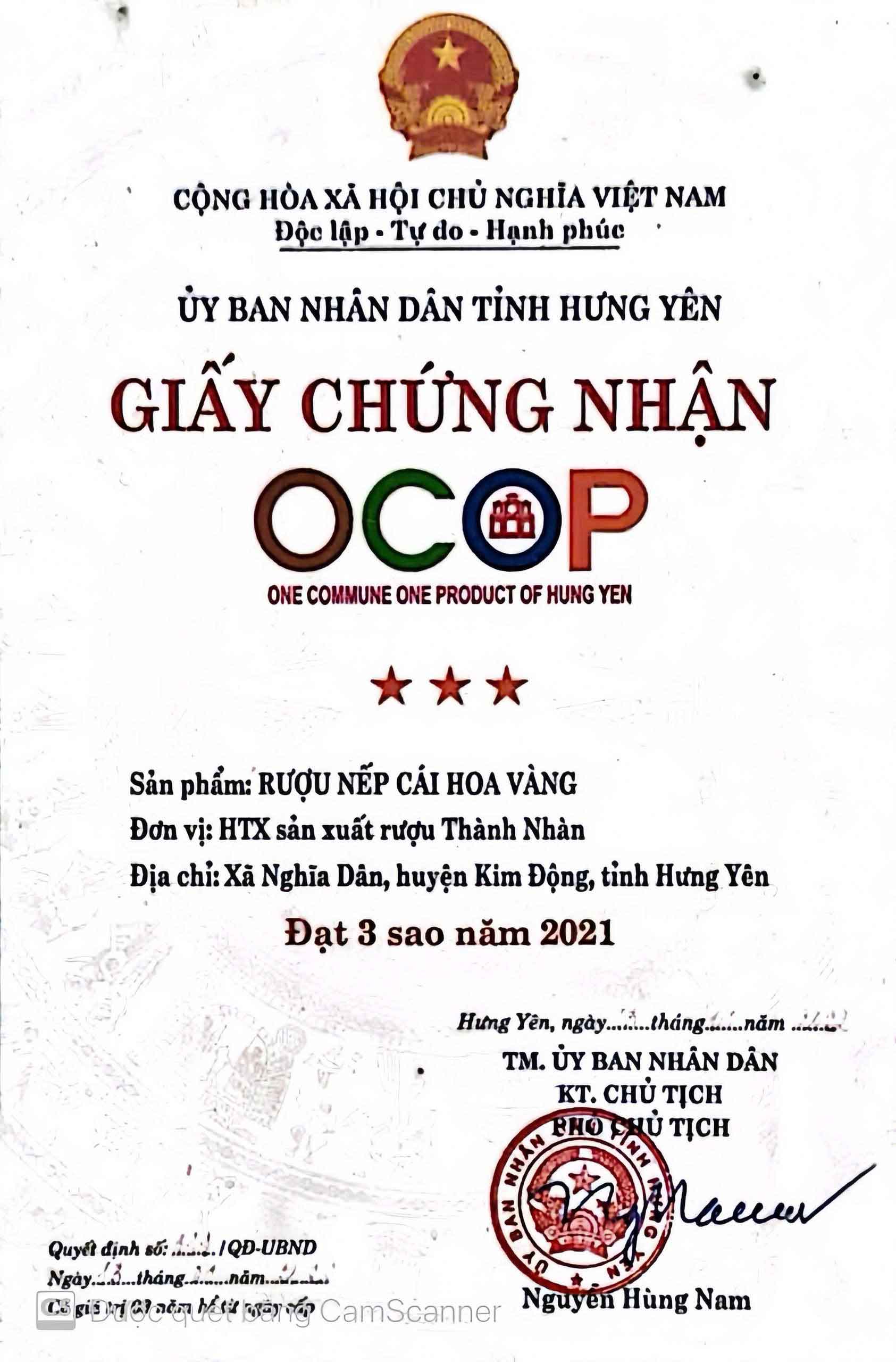 Chứng Nhận OCOP